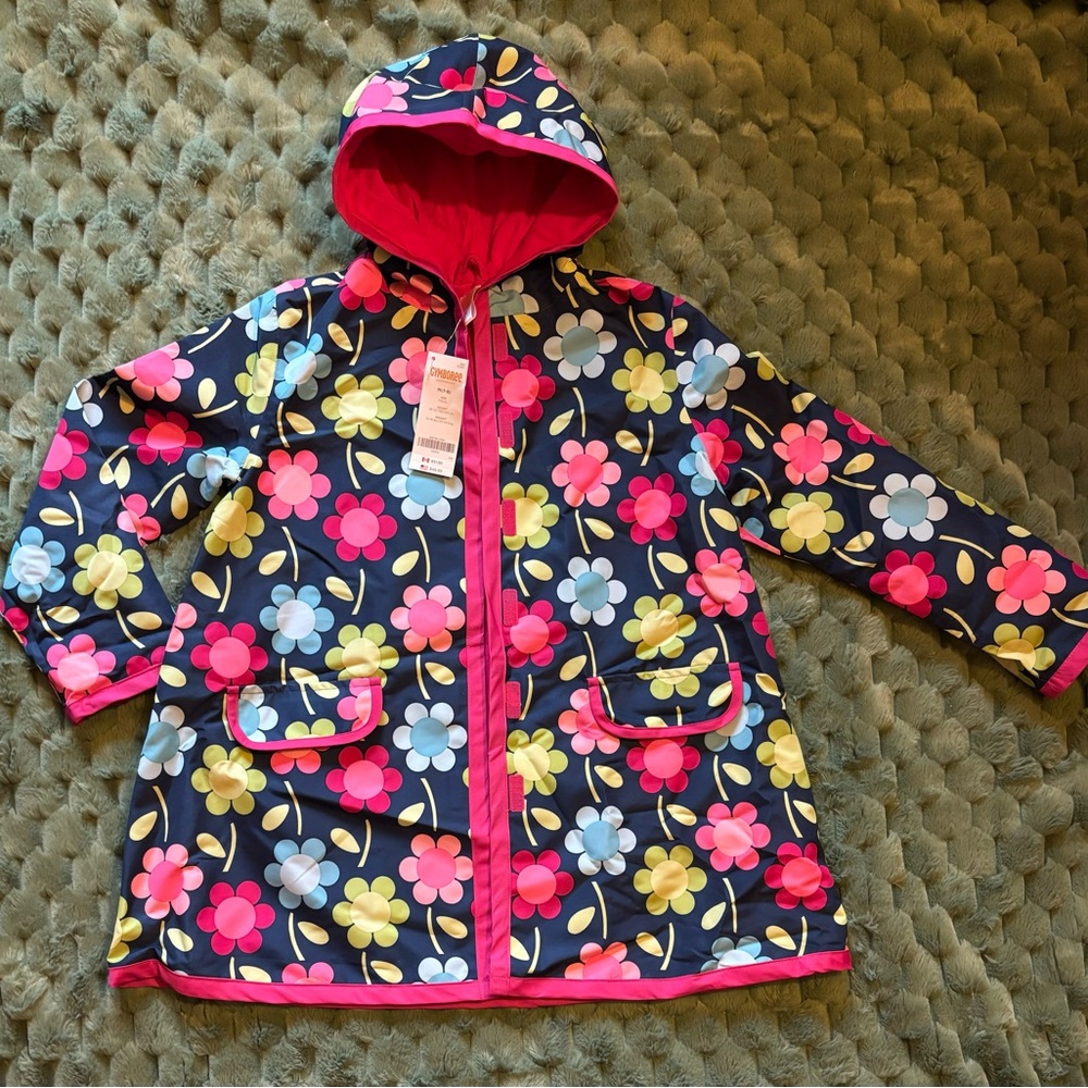 Gymboree New Floral Hooded Raincoat size M(7-8)